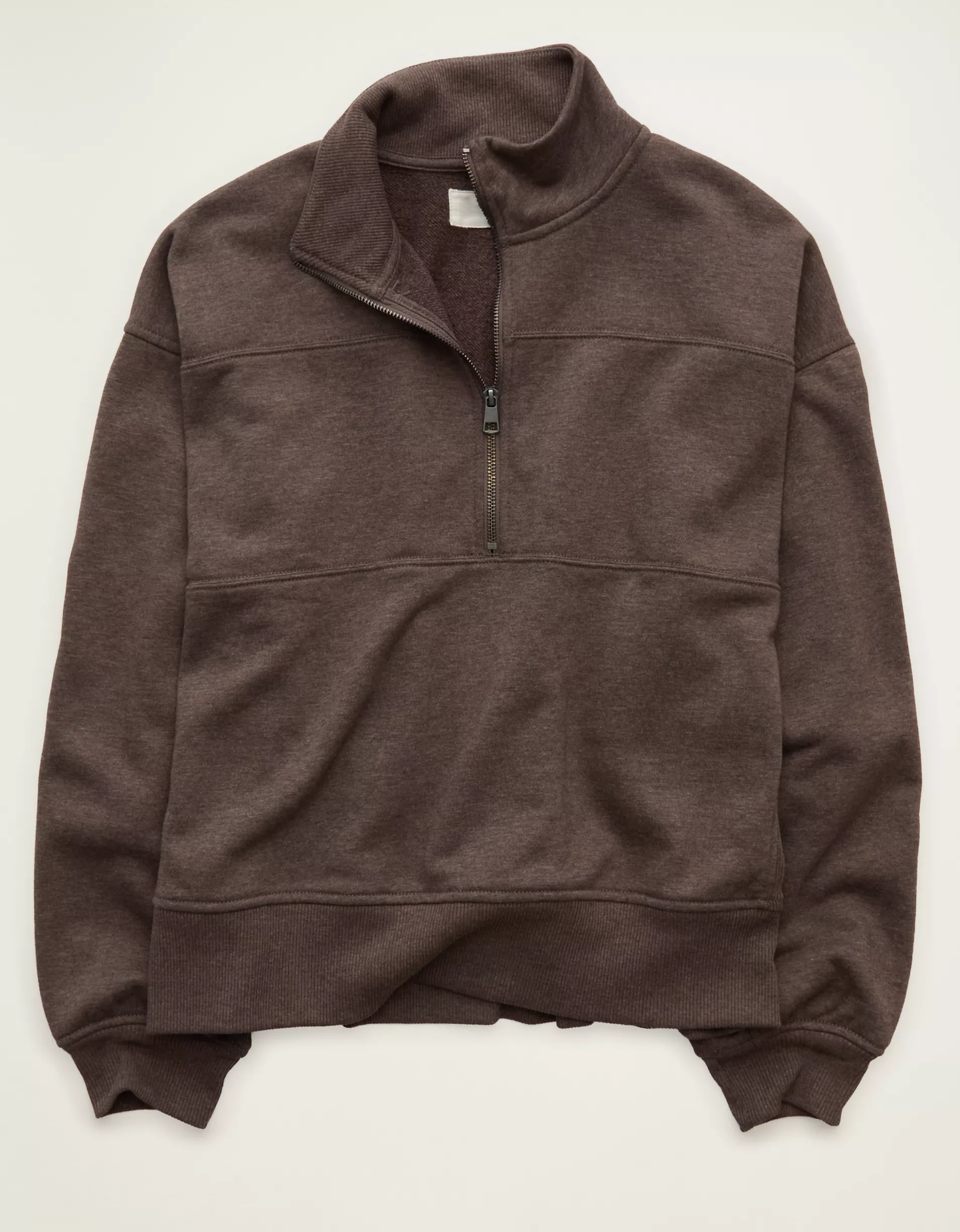 Classic Fit Cropped Quarter‑Zip Mock Neck Fleece Sweatshirt