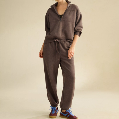 Classic Fit Cropped Quarter‑Zip Mock Neck Fleece Sweatshirt