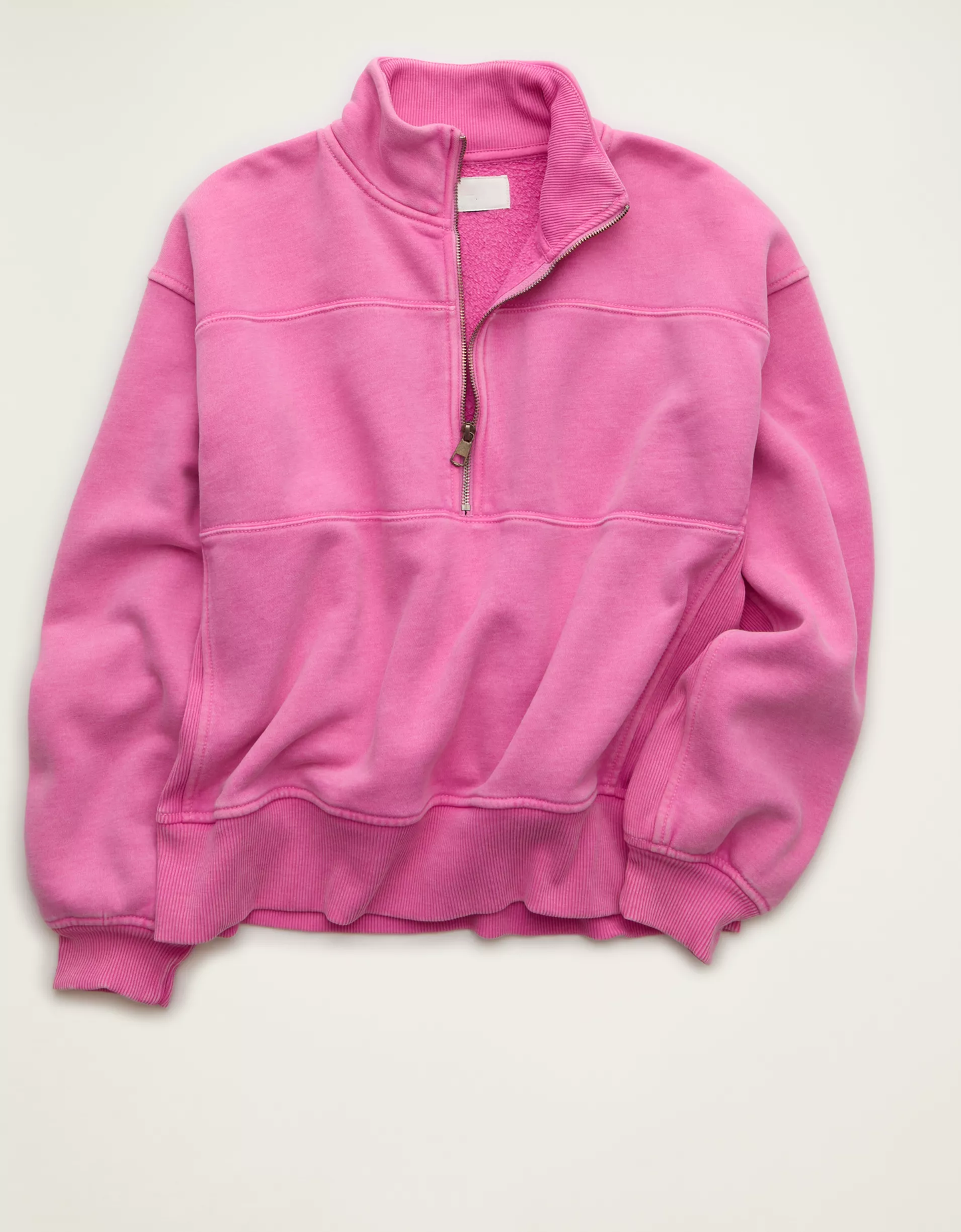Fit Cropped Quarter‑Zip Mock Neck Fleece Sweatshirt
