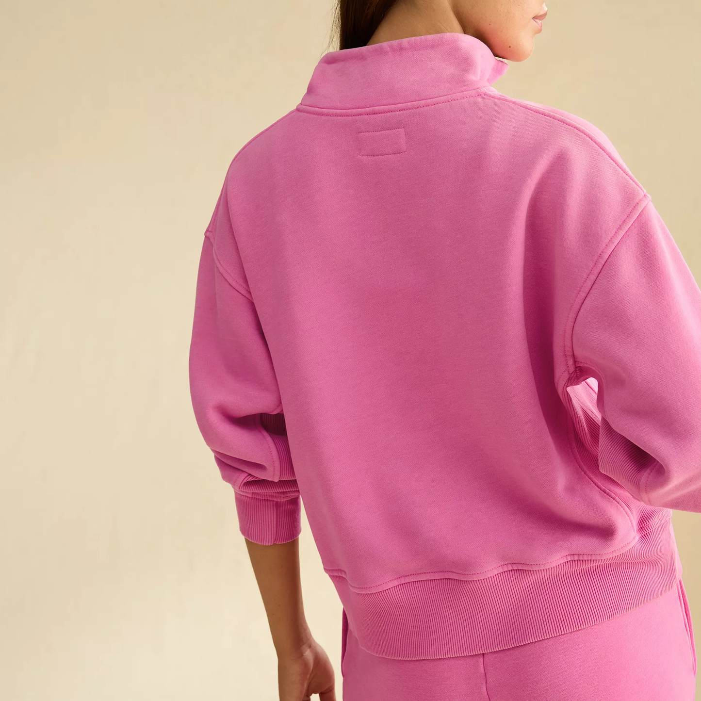 Fit Cropped Quarter‑Zip Mock Neck Fleece Sweatshirt